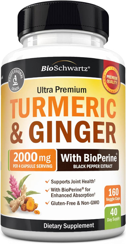 Turmeric and Ginger Supplement with BioPerine, 160 Capsules