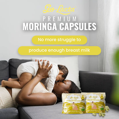 Go-Lacta 100% Organic Premium Moringa Capsules for Breastfeeding - Build Breast Milk