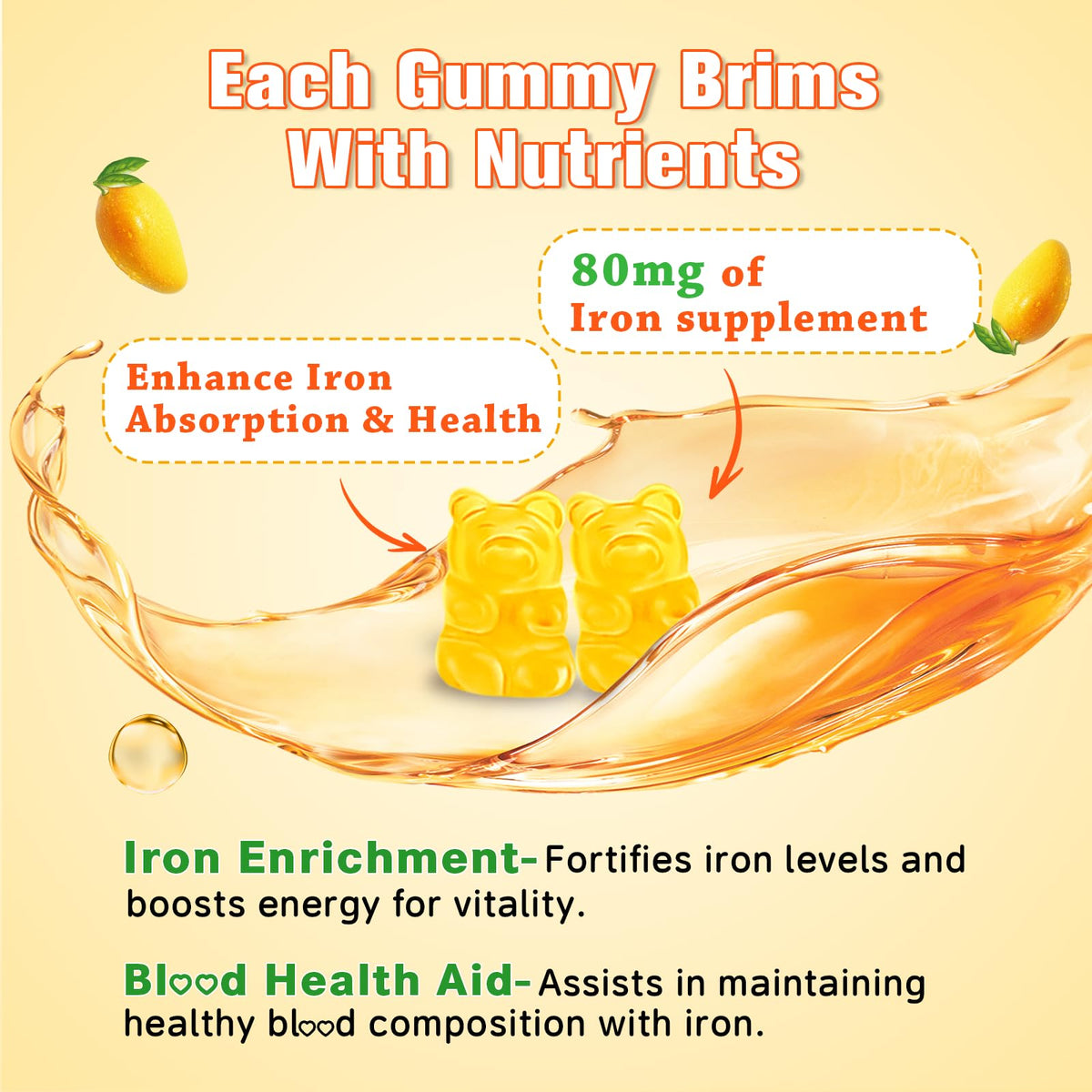 2 Pack Iron Gummies for Women & Men, Iron Supplement, Sugar Free, Vegan | for Anemia & Iron Deficiency, with Vitamin B12, Vitamin C, Zinc, Folate - Energy Boost, Strawberry Flavor, 120 Count