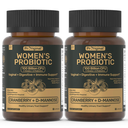 Probiotics for Women - 100 Billion CFU, 11 Strains - 60 Caps | Prebiotics, Cranberry Extract, D-Mannose - Women’s Probiotic for Digestive, Vaginal, Urinary Health & pH Balance - Non-GMO