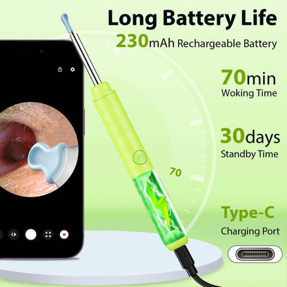 Ear Wax Removal Tool Camera, Ear Cleaner with Camera, Ear Cleaning Kit 1296P HD Ear
