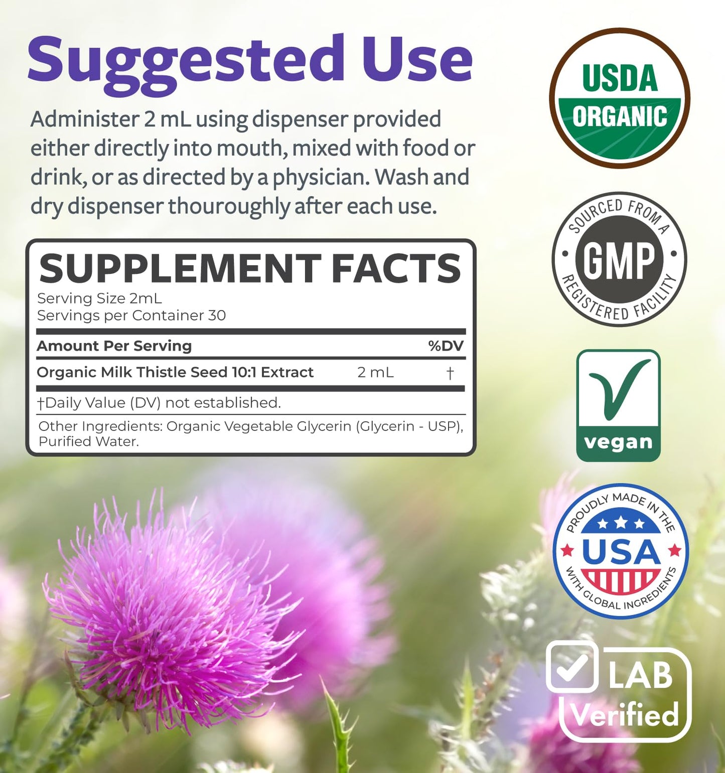 USDA Organic Milk Thistle Capsules - 80% Silymarin Supplement for Liver Support- Super Concentrated 300mg of 30:1 Milk Thistle Extract Equivalent to 9,000mg - Milk Thistle Liver Detox 60 Day Supply