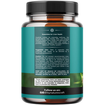Liver Support NAC Supplement with Milk Thistle for Liver Cleanse Detox & Repair - N Acetyl Cysteine Supplement for Liver Cleanse with Turmeric, Choline, Dandelion & L-Glutathione - 60 Count