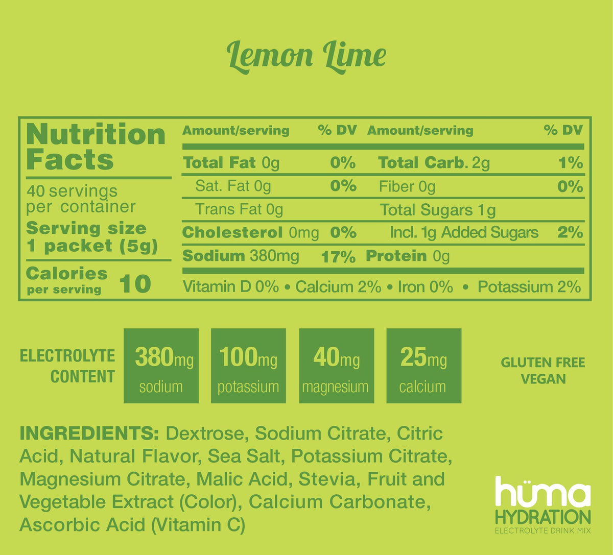 Huma Chia Hydration Drink Mix, Variety, 15 Packets