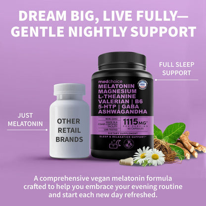 29-in-1 Methylated Multivitamin for Men & Women with Omega 3, Active B12, 5-MTHF Folate (70ct) & 12-in-1 Melatonin Sleep Capsules with Melatonin 5mg and Magnesium Glycinate 500mg Bundle (90 ct)