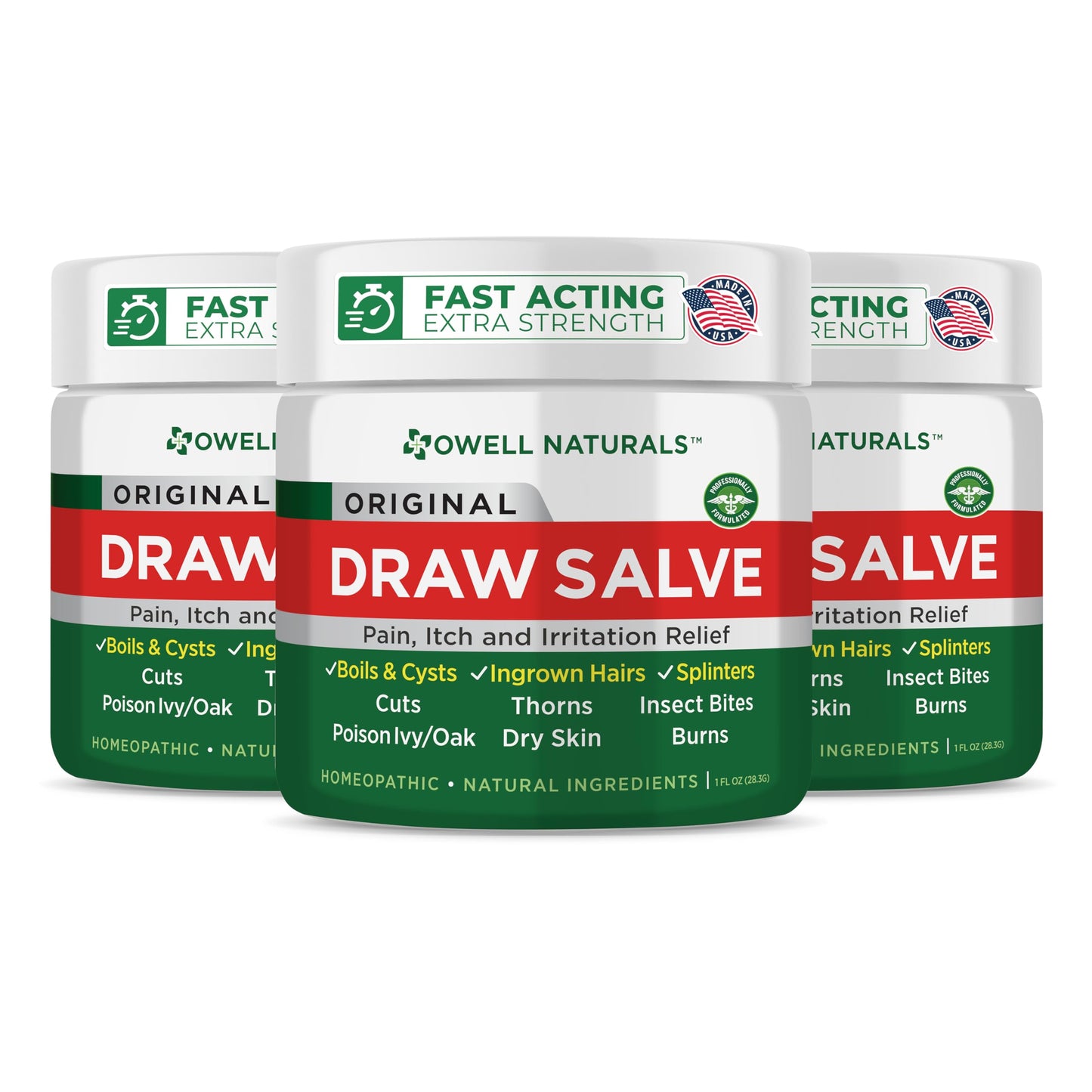 OWELL NATURALS Drawing Salve Ointment for Boil & Cyst Removal, Deep Ingrown Hair, Splinter Remover, Bug Spider Bites, Bee Sting, Mosquito Itching, Poison Ivy