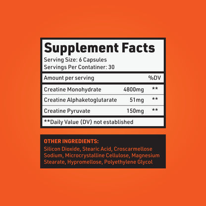Creatine Capsules - 5g of Premium 3X ThreeAtine Pre Workout Bulk Muscle Mass Gainer