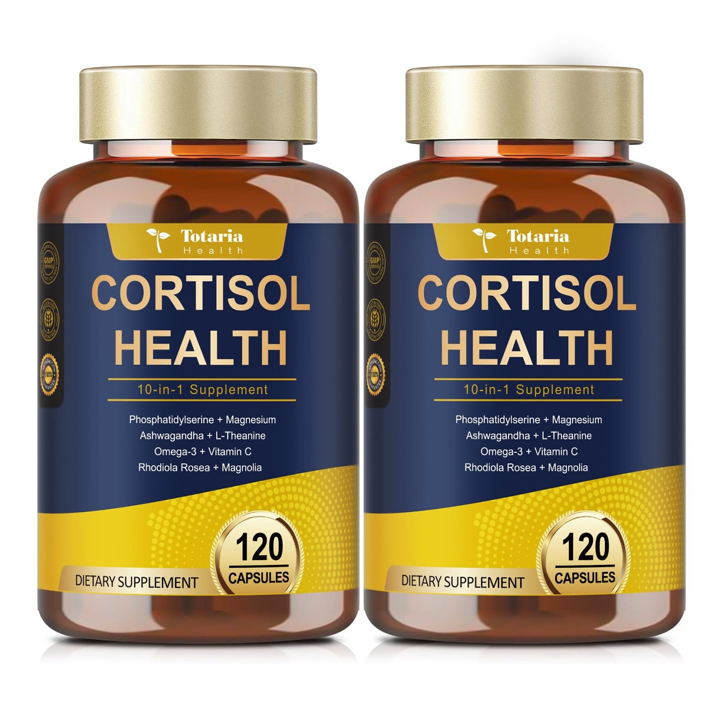 Totaria Cortisol Supplement with Ashwagandha,Magnesium,Rhodiola Rosea,L Theanine,Hormone Balance for Women 120 Vegan Capsules (Pack of 1)