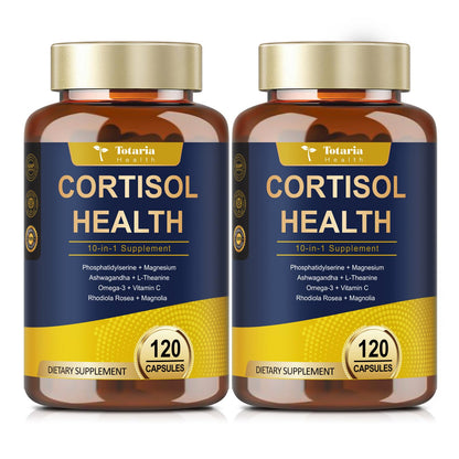 Totaria Cortisol Supplement with Ashwagandha,Magnesium,Rhodiola Rosea,L Theanine,Hormone Balance for Women 120 Vegan Capsules (Pack of 1)
