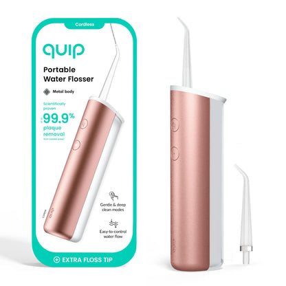 quip Water Flosser with Replacement Tip, Cordless Dental Pick, All Black