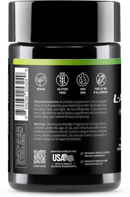 Snap Supplements L-Arginine, L-Citrulline & 3 Forms of L-Arginine, 60 Count | Support Healthy Circulation, Nitric Oxide & Exercise Performance, Vegan, Gluten-Free, Non-GMO, 30-Day Supply