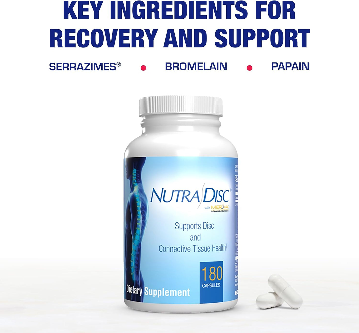 Nutra Disc & Joint Support Supplement - Clinically Formulated Restorative Cartilage Ligament and Tendon Supplement with Patented Meriva Curcumin & Glucosamine and Chondroitin for Adults - 90 Servings