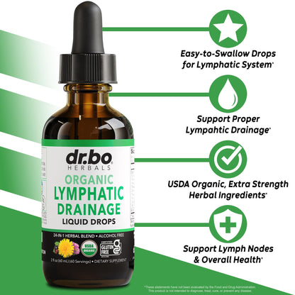 Lymphatic Drainage Supplements Drops - Organic Lymphatic Support Liquid Drops Cleanse with Echinacea, Lymph System Support Supplement, Lymph Node Detox Cleanse System Drainage - 1oz Non-GMO Organics