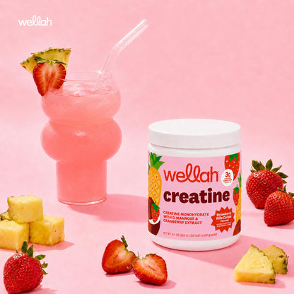 Wellah Creatine for Women - Creatine Monohydrate with Dandelion & Cranberry Extract (50 Servings, Strawberry Lemonade) | Creatine Monohydrate with Dandelion & Cranberry Extract