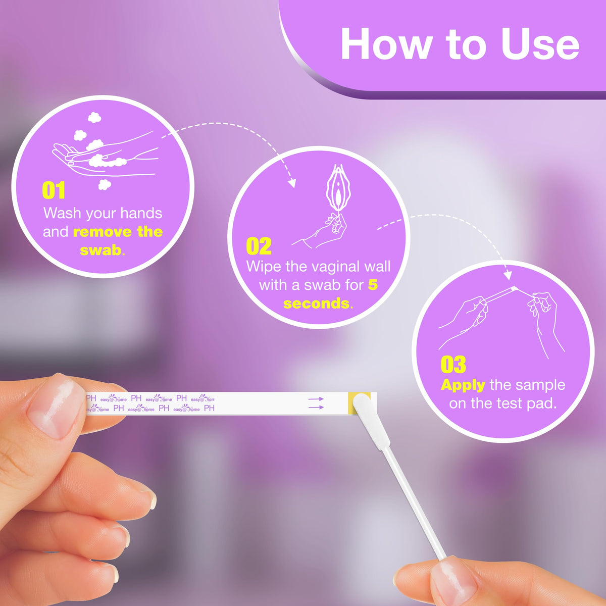Easy@Home Vaginal pH Test -30 Strips | BV Test Kit at Home for Women | Yeast Infection Test + pH Balance