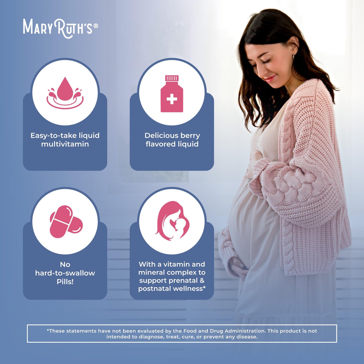 MARYRUTH'S Postnatal & Prenatal Liquid Multivitamin for Women | Selenium | Folate | Healthy Fetal Development | Prenatal Vitamins | Vegan | Non-GMO | Sugar Free | Gluten Free | 16 oz