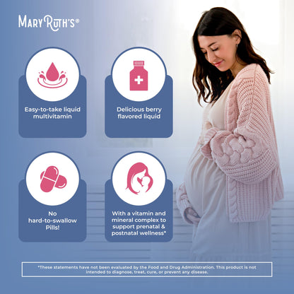 MARYRUTH'S Postnatal & Prenatal Liquid Multivitamin for Women | Selenium | Folate | Healthy Fetal Development | Prenatal Vitamins | Vegan | Non-GMO | Sugar Free | Gluten Free | 16 oz