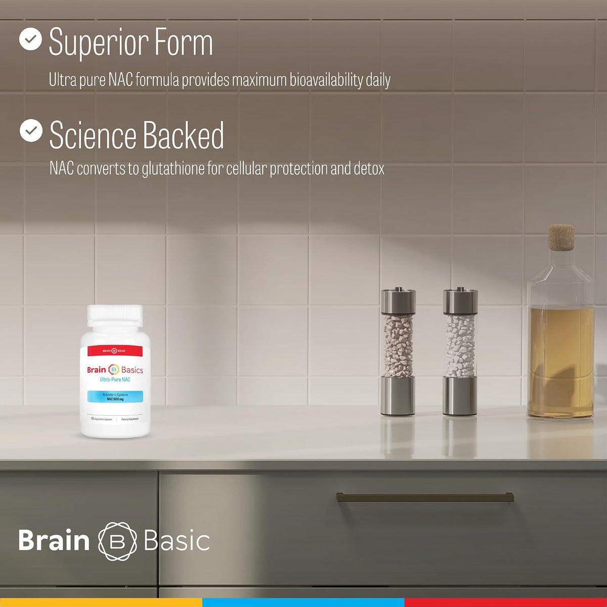 Brain Basics Ultra NAC | Glutathione Precursor, Optimize Neurological and Liver Health and Immune Support | 90 Servings