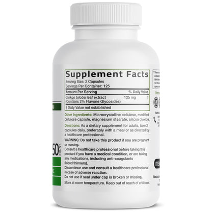 Bronson Ginkgo Biloba Extra Strength Brain & Memory Support 120 Capsules | Vegetarian, Non-GMO, Gluten Free, Soy Free, Memory, Cognitive & Brain Health Support