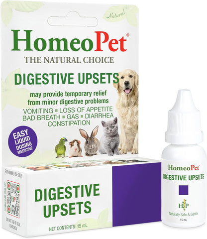HomeoPet Digestive Upsets, Supplement for Dogs and Cats, 15 Milliliters | Natural digestive support for cats, dogs, and other pets, safe homeopathic formula, liquid drops suitable for daily use