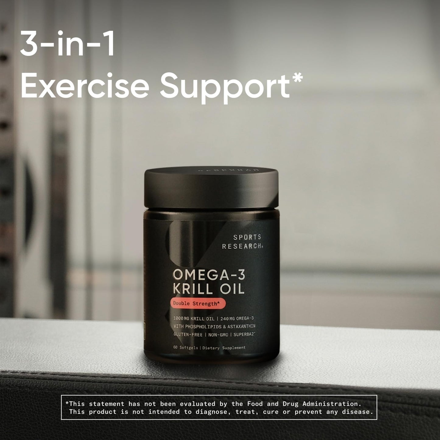 Sports Research Krill Oil Supplement with EPA & DHA Omega 3, Phospholipids & Astaxanthin from Antarctic Krill - Highest Concentration of Krill Oil for Men & Women - 1000mg, 60 Softgel Capsules
