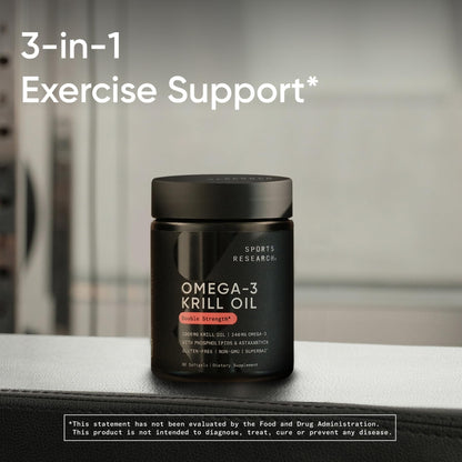 Sports Research Krill Oil Supplement with EPA & DHA Omega 3, Phospholipids & Astaxanthin from Antarctic Krill - Highest Concentration of Krill Oil for Men & Women - 1000mg, 60 Softgel Capsules