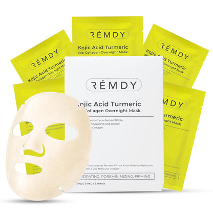 Kojic Acid Turmeric Face Mask — 36-in-1 Kojic Acid Overnight Mask(34ml x 5) | Non-Sticky, Lightweight Kojic Acid Face Mask for Glass Glow Skin, Hydration, Moisture Barrier Support, Improved Skin Texture