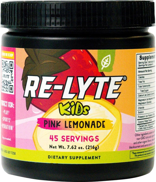 REDMOND Re-Lyte Kids Hydration Electrolyte Mix Powder, Pink Lemonade 7.62 oz