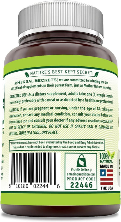 Herbal Secrets Ginger Root Supplement | 550 Mg Per Serving | Veggie Capsules | Non-GMO | Gluten Free | Made in USA (1 Pack, 120 Count)