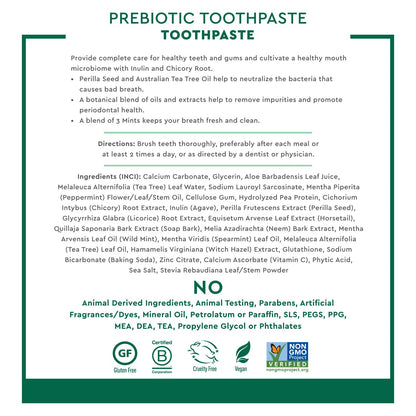 Desert Essence Prebiotic Plant-Based Whitening Toothpaste - Mint - Oral Care with Inulin, Perilla Seed & Aloe - Vegan, Fluoride Free, Non-GMO, Gluten-Free, Cruelty-Free - 6.25 oz