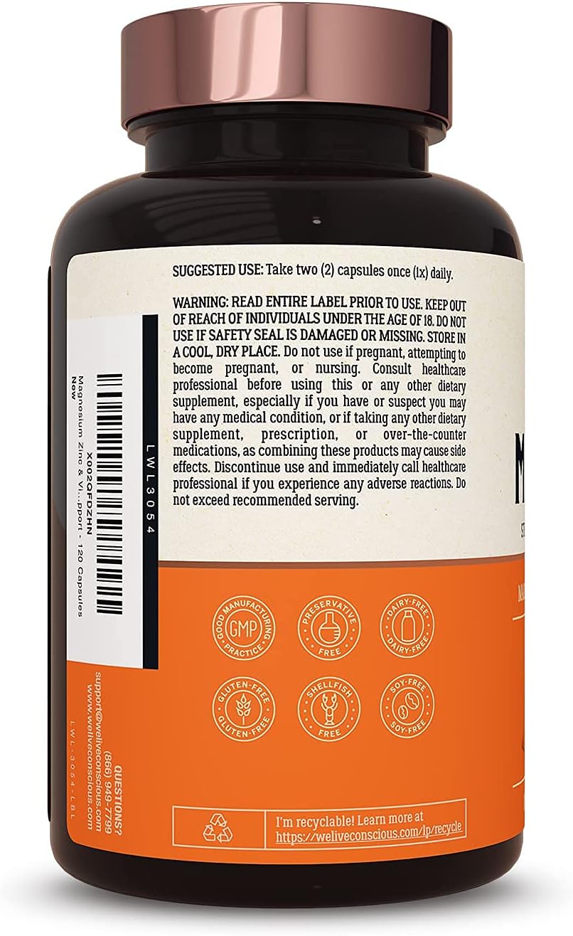 Live Conscious OmegaWell Fish Oil & MagWell Magnesium Zinc & Vitamin D3 | Bone & Heart Health, Immune System Support + Heart, Brain & Joint Support