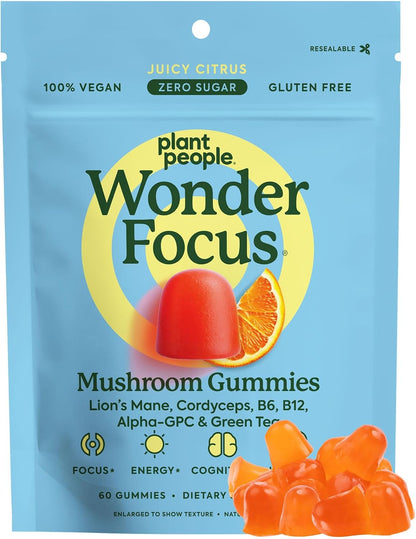Plant People WonderFocus Mushroom Gummies with Lion’s Mane & Cordyceps 60ct