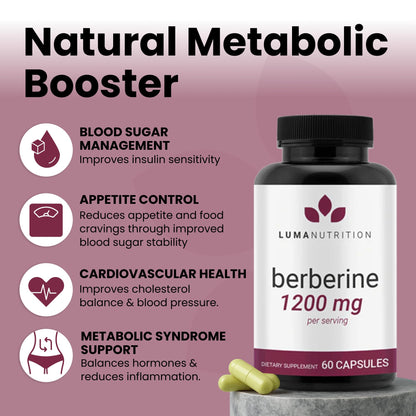 Luma Nutrition Pure Berberine Supplement - Berberina 1200mg - 60 Capsules