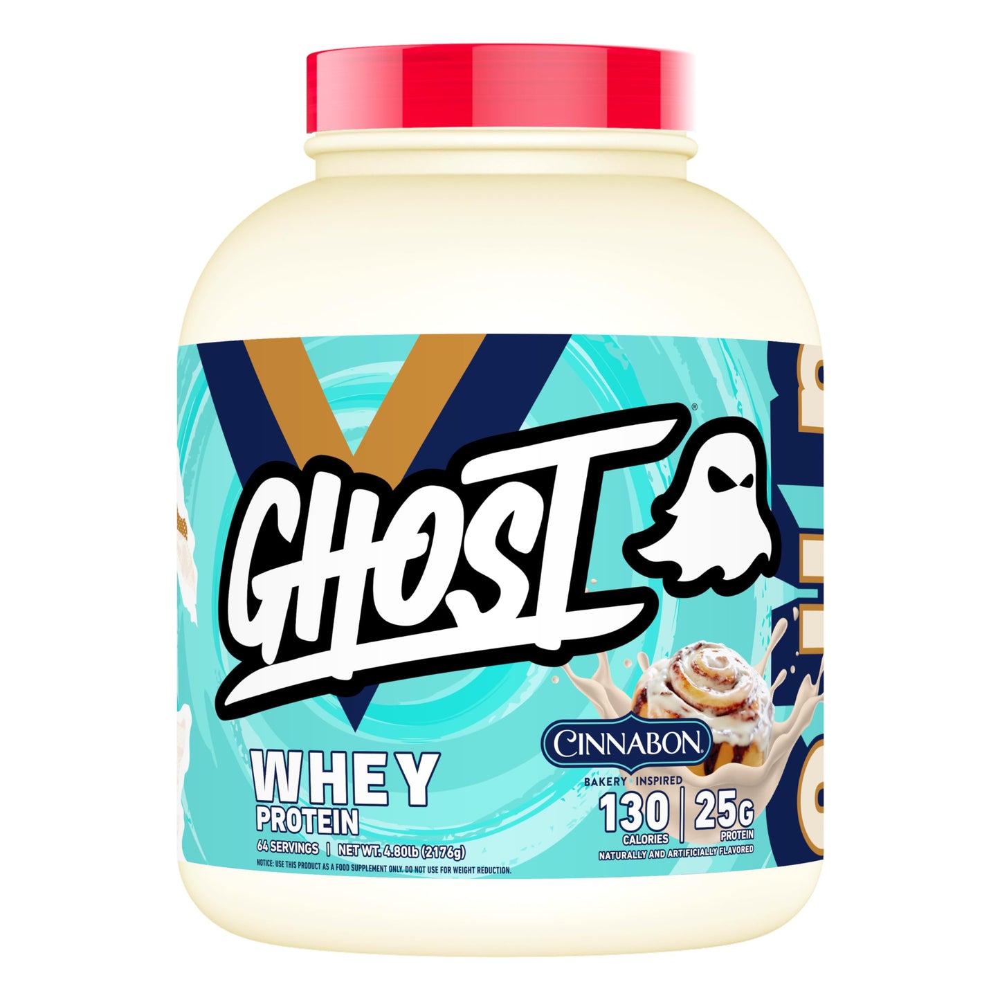 GHOST Whey Protein Powder, Cinnabon - 2LB, 25G of Protein - Cinnamon Roll Flavored Isolate, Concentrate & Hydrolyzed Whey Protein Blend - Post Workout Shakes - Soy & Gluten Free