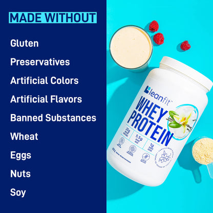 LeanFit WHEY Protein Natural Vanilla – 100% Whey Protein Powder, 25g Protein