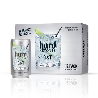 Hard Ketones G&T | 0.0% Alcohol Alternative with 7% Ketohol | 12 Pack, 8.4 Oz Cans