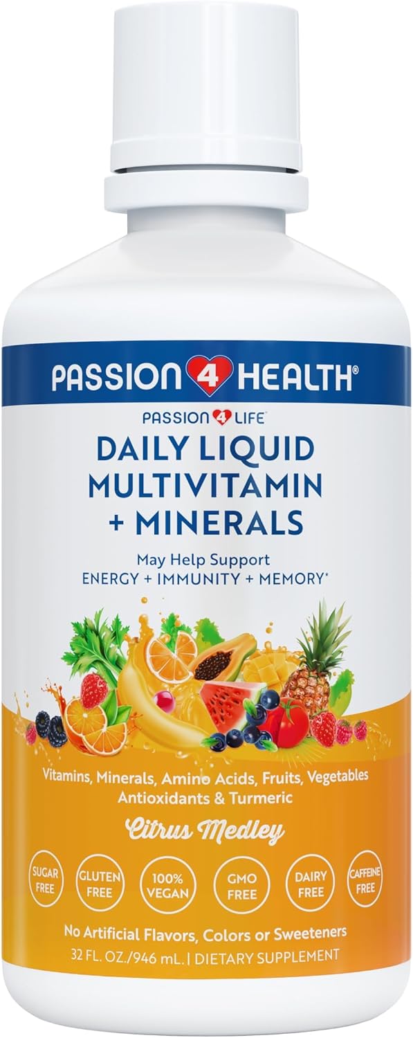 Passion 4 Life Daily Liquid Multivitamin + Minerals - Over 100 Premium Ingredients for the Whole Family - Trace Minerals and Amino Acids for All Ages