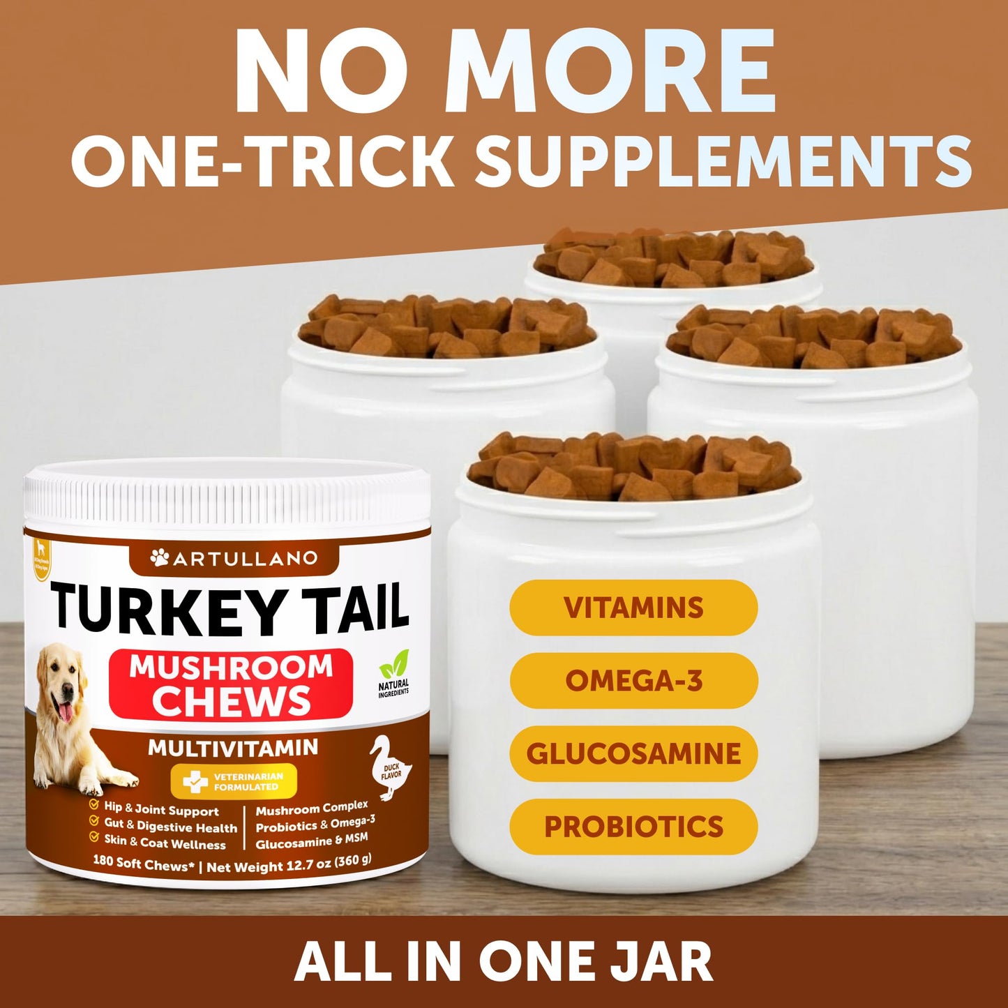 Dog Multivitamin Chewable with Glucosamine 26 in 1 - Dog Vitamins and Supplements - Senior & Puppy Multivitamin for Dogs - Pet Joint Support Health - Immunity, Mobility, Gut Skin - 120 Chews