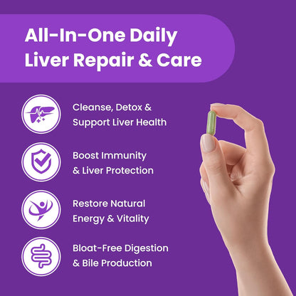 NutraChamps Liver Cleanse Detox & Repair Formula, 20+ Herbs: Milk Thistle Extract with Silymarin, Artichoke, Dandelion, Chicory Root Powder, Liver Support Pills Supplement, 60 Capsules