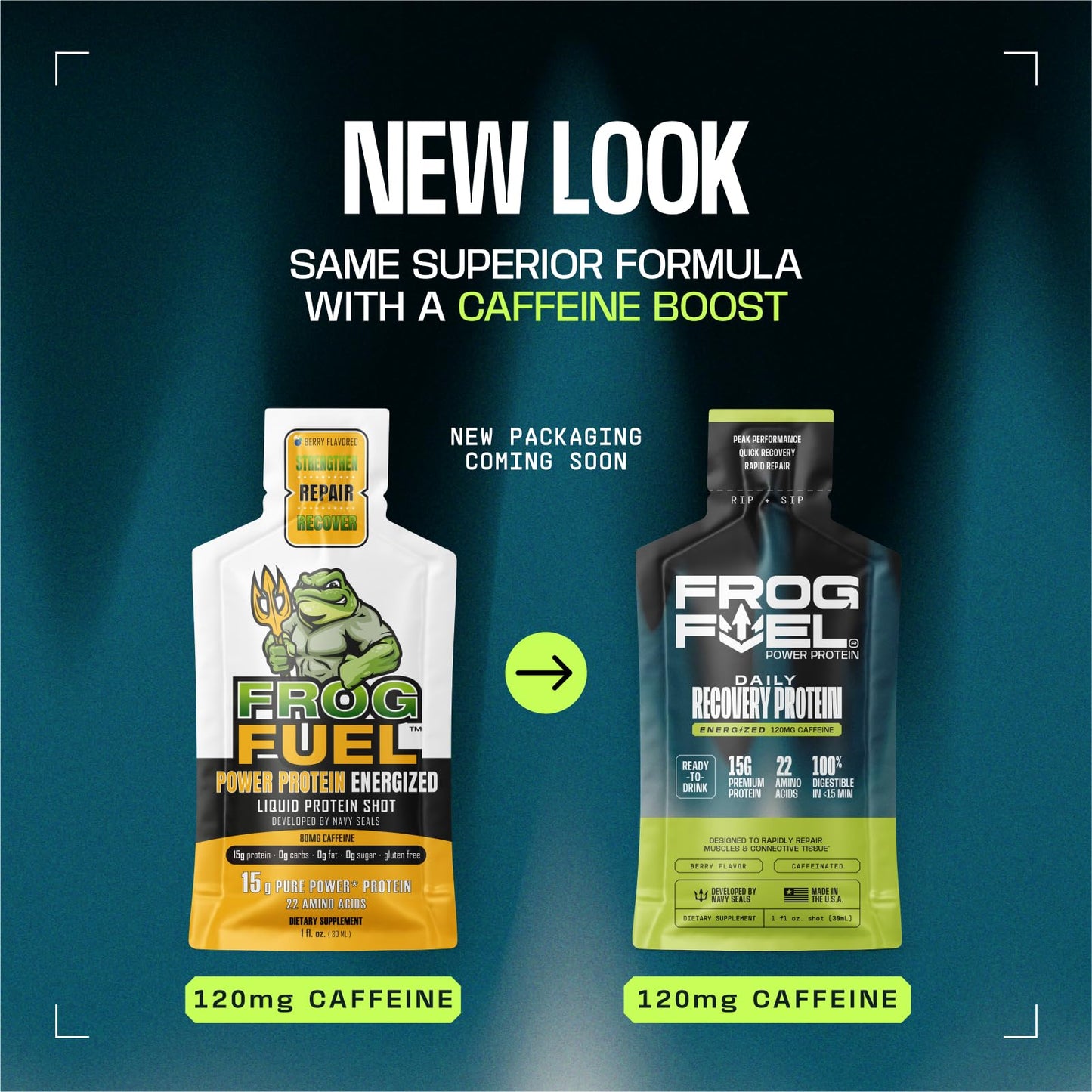 Frog Fuel Power Liquid Protein Shot, 15g Protein, Berry, 24 pk | Nano Hydrolyzed Grass Fed Collagen, Post Workout, 22 Amino Acids, Sugar & Fat Free, Gluten Free, 0 Carbs, 1 oz Shots