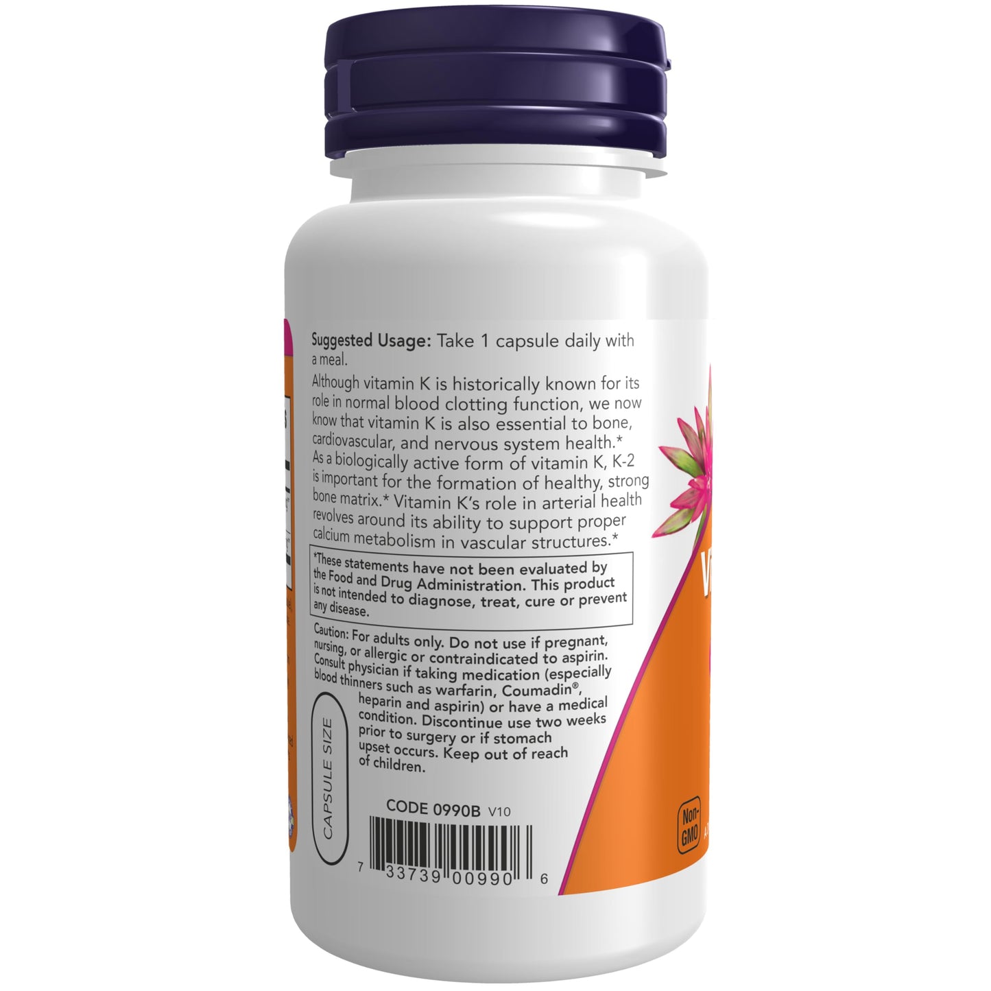 NOW Foods Supplements, Vitamin K-2 100 mcg, Menaquinone-4 (MK-4), Supports Bone Health*, 100 Veg Capsules