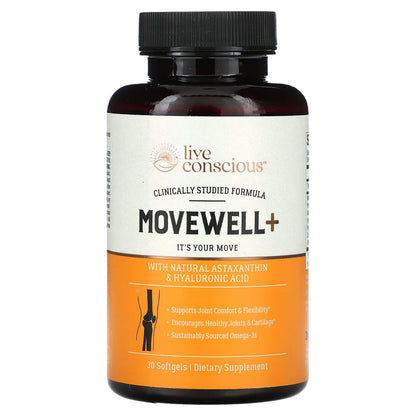 Live Conscious Glucosamine Chondroitin with MSM, Hyaluronic Acid, and More - MoveWell Joint Health Supplement