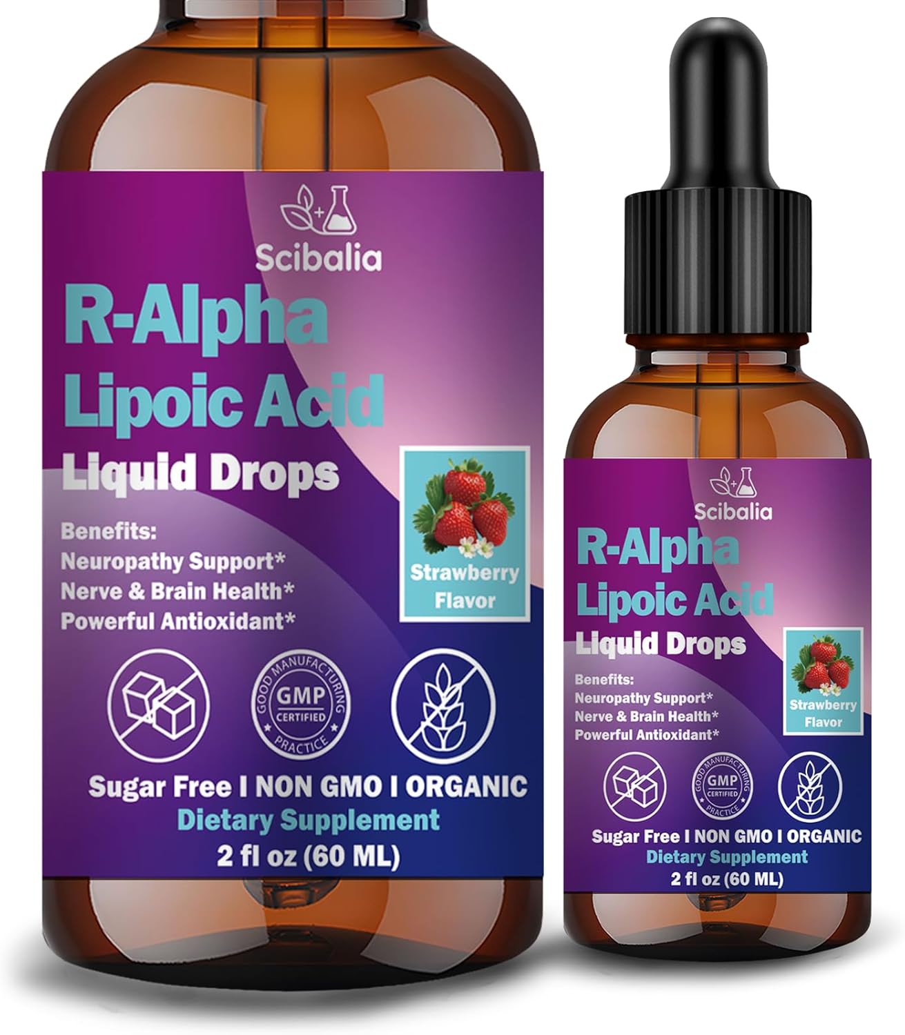 R Alpha Lipoic Acid 600mg Liquid Drops for Neuropathy, Advanced 11-in-1 Stabilized R-ALA Supplement w. Benfotiamine Acetyl L-Carnitine Vitamin C E for Antioxidant Nerve Brain Energy Health Non GMO
