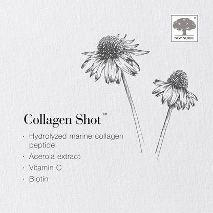 New Nordic Collagen Shot High-Absorbency Premium Liquid Daily Sachets - 15x Hydrolysed Shots - Freshwater Marine Collagen