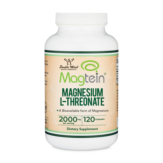 Magnesium L Threonate, Magtein - NSF Certified - Sleep and Cognitive Support – High Absorption – Most Bioavailable Form of Magnesium – 2,000 mg – 120 Capsules