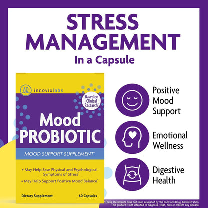 Magnesium & Mood Bundle: InnovixLabs Advanced Magnesium (150 Time-Release Capsules) and InnovixLabs Mood Probiotic (60 Capsules). Helps Promotes Relaxation and Healthy Mood. *