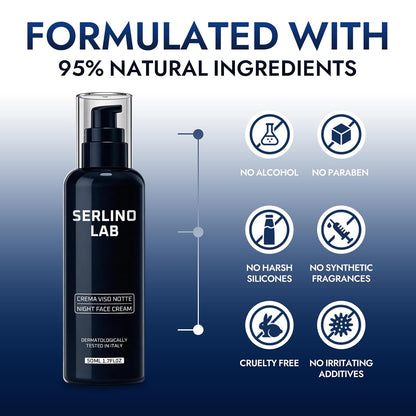 Anti-Age Night Face Cream for Men, Dermatologically Tested, Retinyl Palmitate, Sodium Hyaluronate & Olive Oil, Overnight Moisturizer for Smoother, Firmer-Looking Skin, 50 ML(1pc)