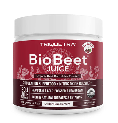 BioBeet® Max Strength Beet Root Juice Powder – 20:1 Concentrate, Each Serving Derived from 60,000 mg Organic Beetroot - Cold-Pressed, USA Grown – Nitric Oxide, Circulation Support – 50 Servings