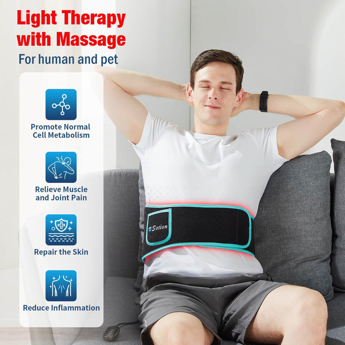 Sotion Red Light Therapy Belt with Massage-Red Light Therapy for Body&Near Infrared Light Therapy