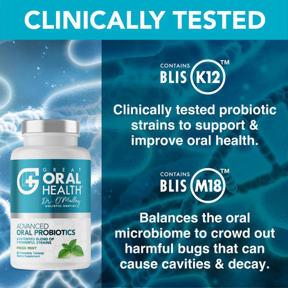 Oral Probiotics for Mouth Bad Breath Treatment for Adults: Dentist Formulated BLIS K12 M18